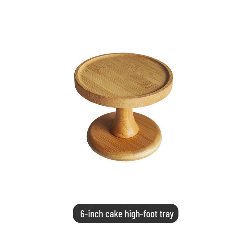 European Style Bamboo High-Footed Round Serving Tray