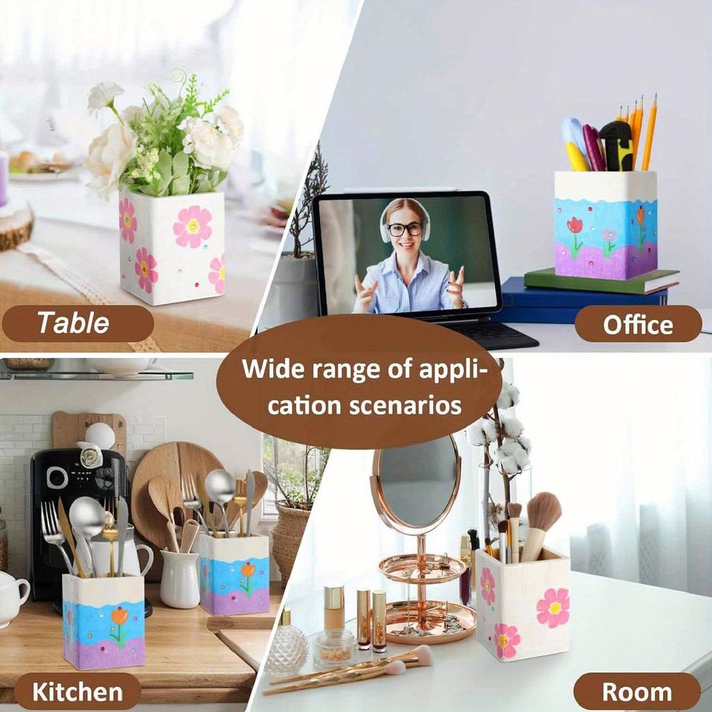 20pcs Small Wooden Crates - Wood Pen & Pencil Holder for DIY Crafts, Wooden Pencil Box for Crafts Projects