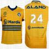 Summer Parramatta Eels 1947 Heritage Breathable Training Jersey! Blue-Yellow Interwoven Stripes Unisex Family Kids Tees Top