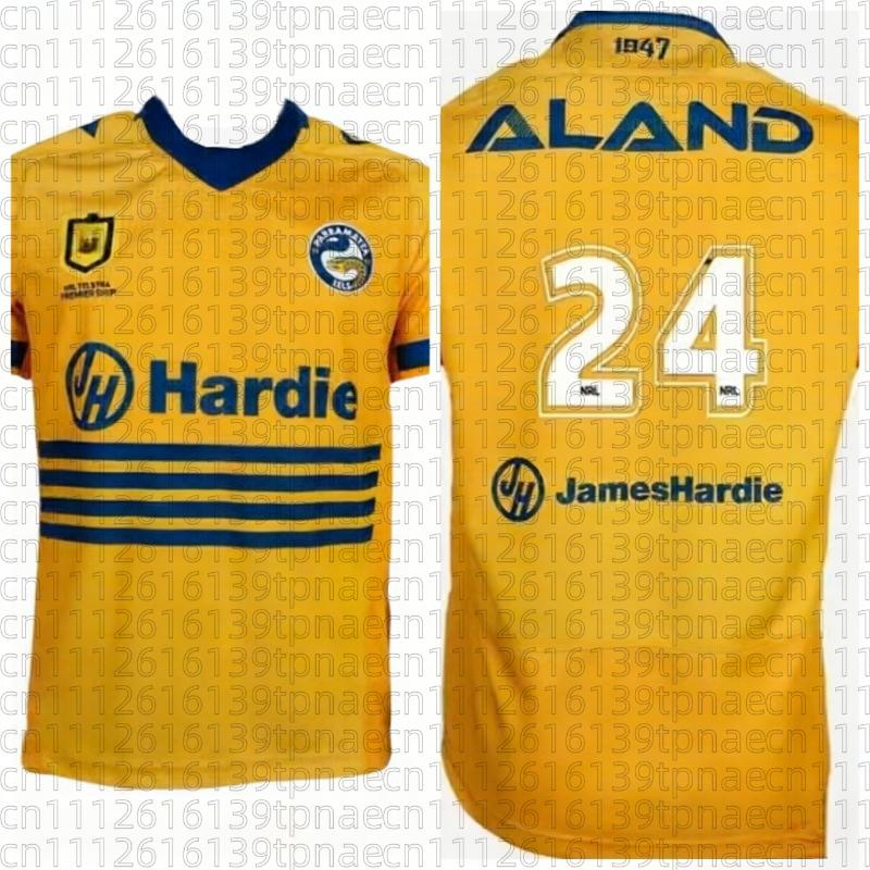 Summer Parramatta Eels 1947 Heritage Breathable Training Jersey! Blue-Yellow Interwoven Stripes Unisex Family Kids Tees Top