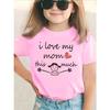 Girls' "I LOVE MY MOM THIS MUCH" Graphic T-Shirt Summer Casual Short Sleeve Top with Heart Design Round Neck Children Clothing