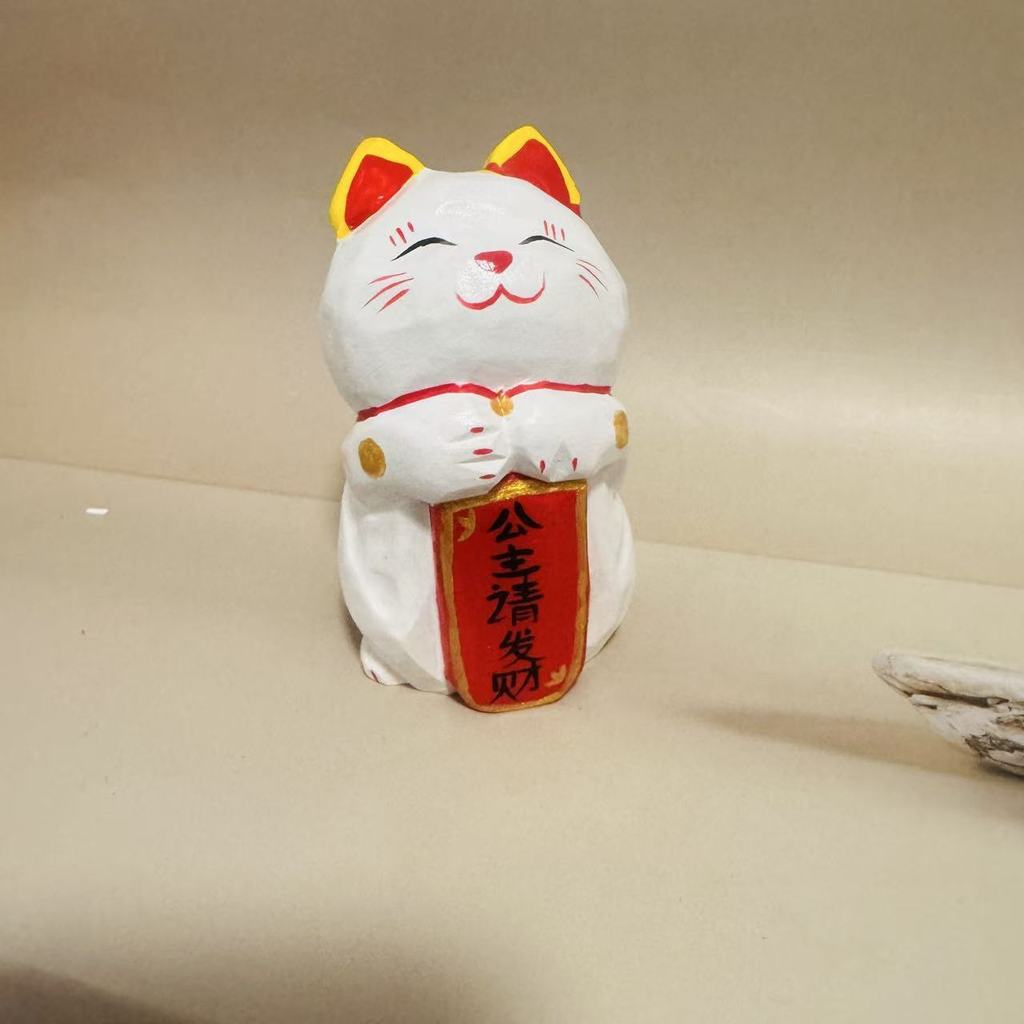 

Wooden Lucky Cat Decor With Premium Lattice Craftsmanship For Desktop Office And Gift Presentations Cat B