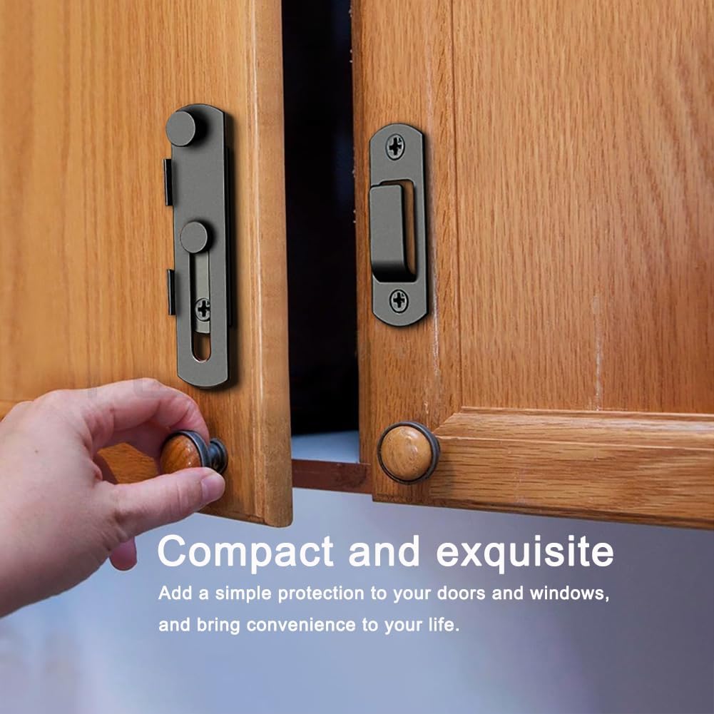 Black Door Buckle, Stainless Steel Bolt Iron Cage Bolt Lock Modern and Simple Pet Cage Door Barn Sliding Door Locked Door Buckle