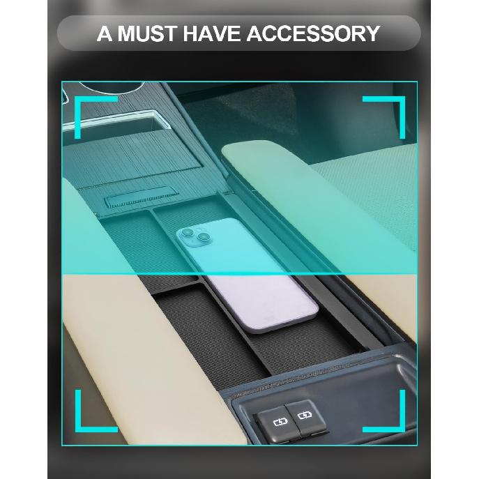 CDEFG Center Console Organizer Tray Compatible With -2024 2025 Toyota Sienna Armrest Anti-Slip Storage Pad, Armrest Lid Nonslip Mat Cellphone Barrier