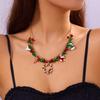 Christmas Adjustable Choker Necklace for Trendy Women with Snowman and Garlands Bowknot Pendant Clavicle Chain
