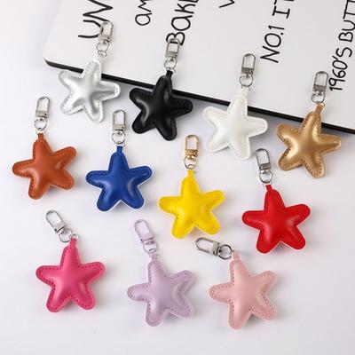 Keychain Pendant Imitation Leather Soft Cotton-Filled Star Shape Key Chain with Metal Buckle Bag Hanging Ornament