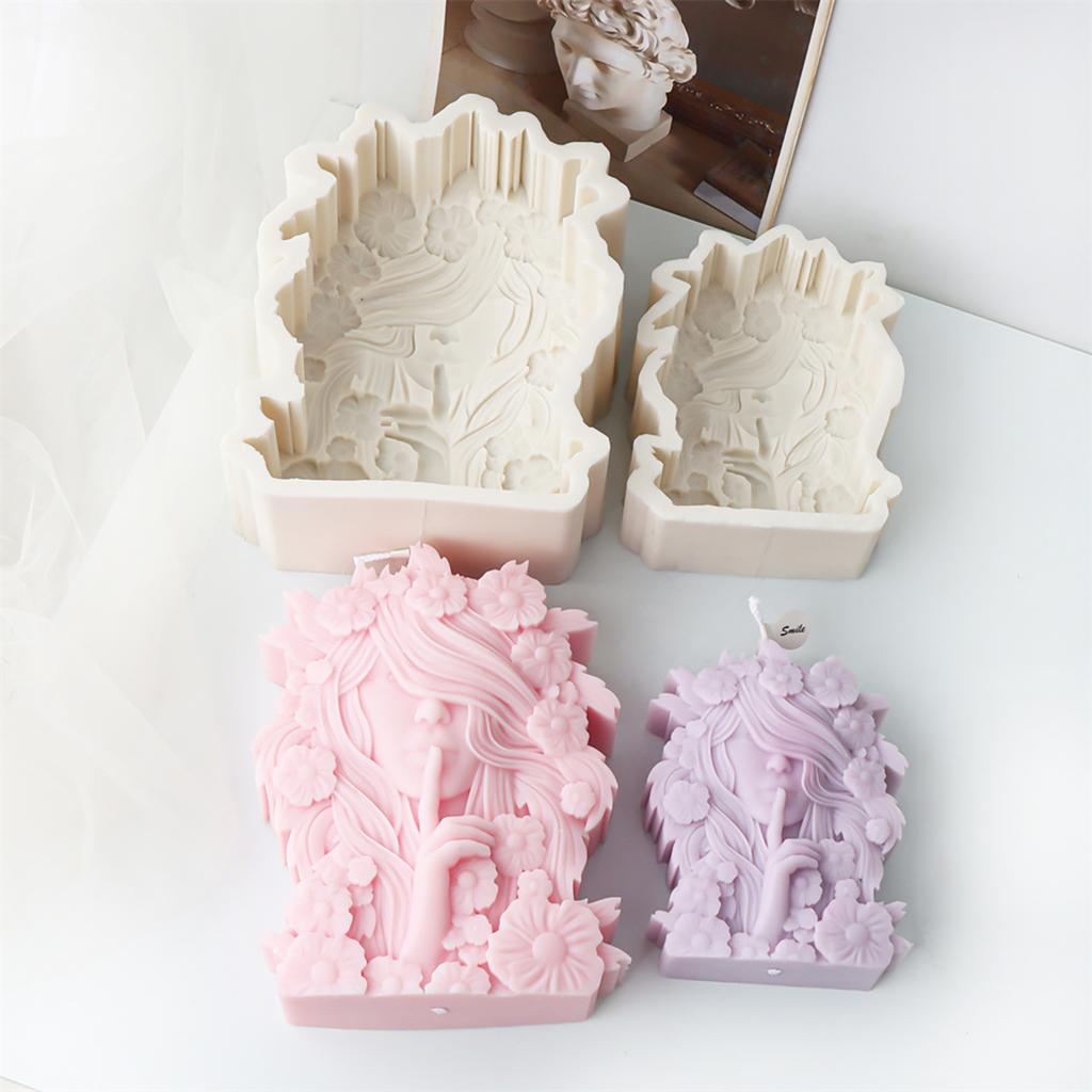 Beautiful Flower Girl Shaped Silicone Mold Unique Floral Girls Candle Crafting Mold Silicone Mold for Artistic Crafters