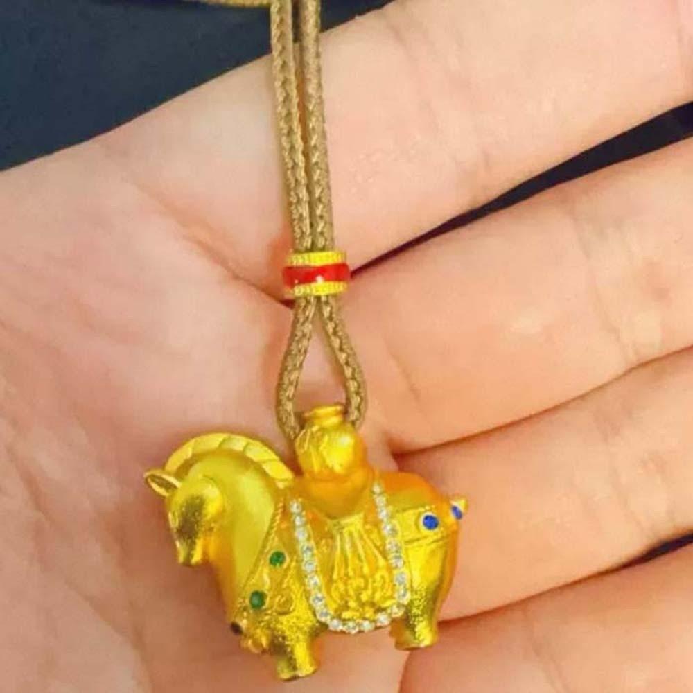 Luxury Zodiac Horse Necklace Orichalum Plating Golden Horse Pendant  New Year Blessing