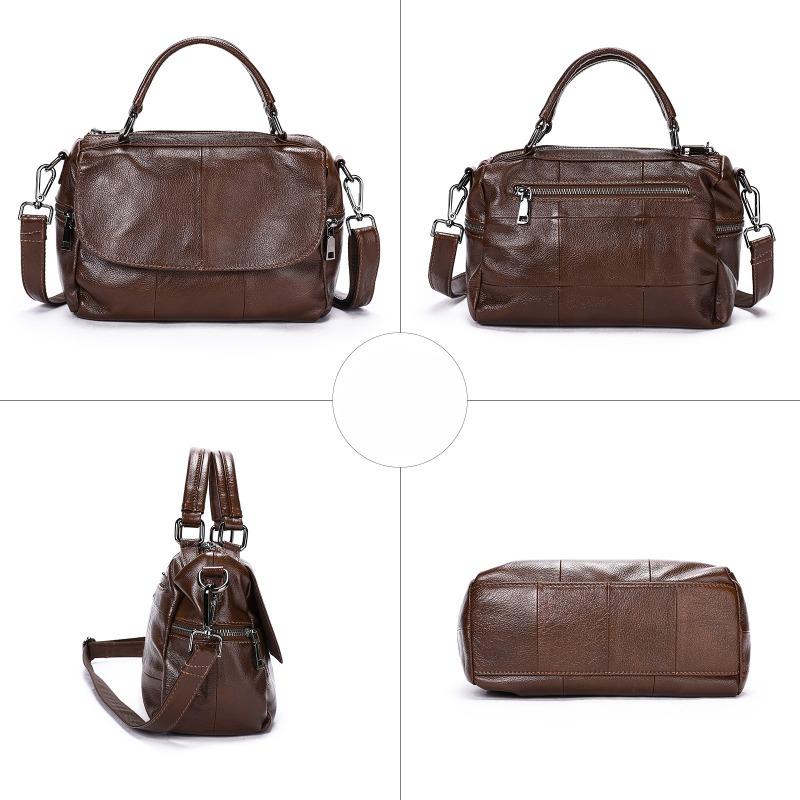 Genuine Leather Women's Bag Large-capacity Top-grain Cowhide Single-shoulder Crossbody Bag Casual Soft Leather Handbag