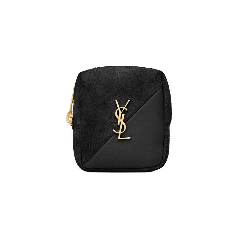 

Saint Laurent Ysl Jamie Gold Logo Cube Geometric Shape Pendant Suede Leather Patchwork Lambskin Wallet Women Wallet Black 669964-1QS91-1000 Basic Set (Bag+Dust Bag)