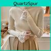 Sweater Lace Trimmed Womens Spring And Autumn Half Turtleneck Slim Pullover Casual Long Sleeved Knitted Sweater