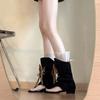 Versatile Niche Design Sense French Fashion Toe Cool Boots Women's 2025 Summer New Lace-up Thick Heel Thin Sandals