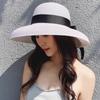 Vintage Hepburn Black Straw Hat Sun Hat Sunscreen Resort Beach Hat Women's Summer Big Eaves Sun Hat