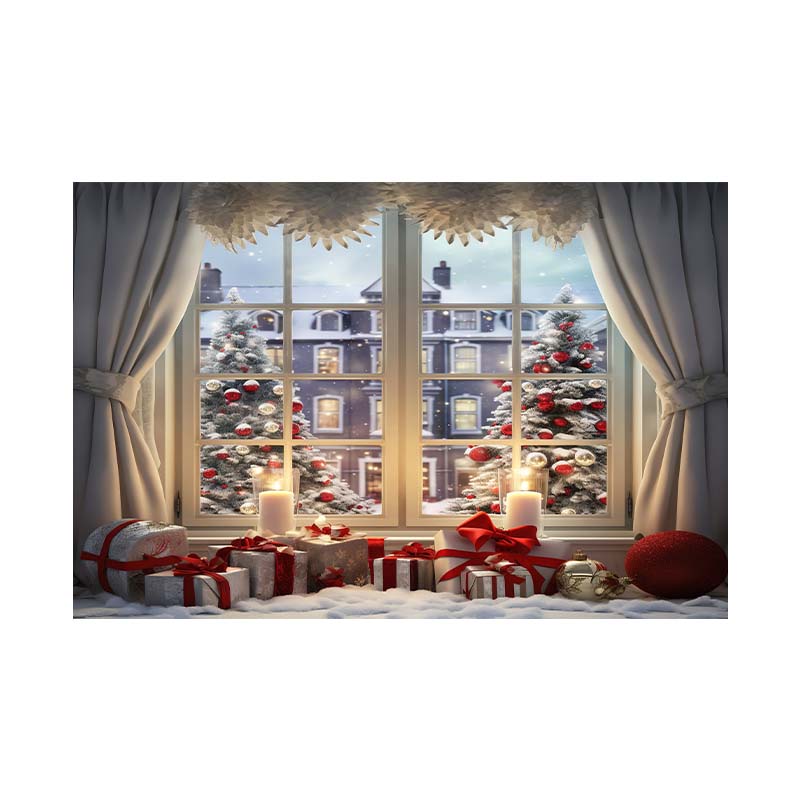 Indoor Window Sill Winter Snow Scene Children Shooting Background Cloth Background Wall Decoration Photo Cloth