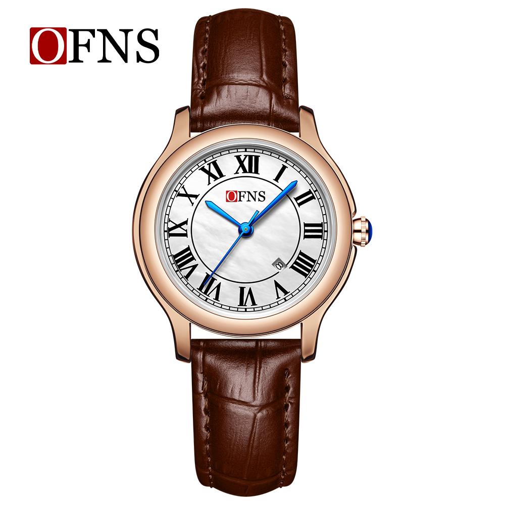 OFNS 1551 Quartz Waterproof Calendar Mother of Pearl Light Luxury Niche High-end Retro Women's Quartz Watch