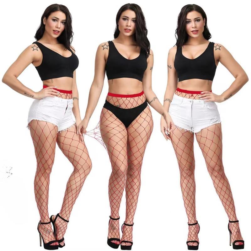 Erotic Pantyhose for Women Costumes Mid with Big Fishnet Stockings Plus Size Tights High Waist Hosiery