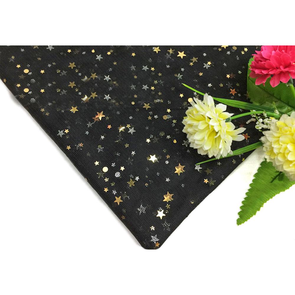 

150*100cm Shiny Sparkle Star Net Mesh Tulle Fabric Wedding Party Decor Dress Skirt DIY Lovely Doll Bow Sewing Handmade Material 150x100cm чёрный