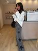 Women's New Fashion Casual Five-Point Star Loose Straight Jeans Pants 