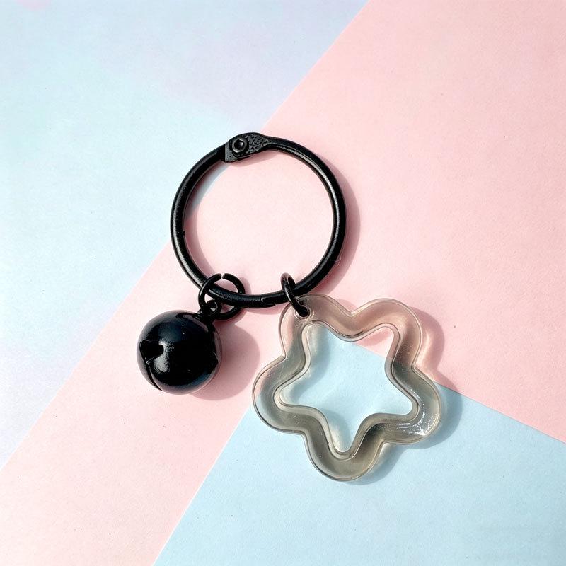 Transparent Acrylic Pentagram Bell Keychain Pendant - Stylish Women's Bag Ornament & DIY Accessory