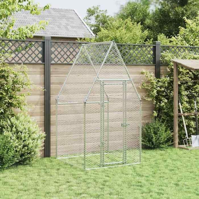 VidaXL Cage pour poules argenté 100x100x190 cm acier galvanisé, poulailler, enclos à poules, poulailler avec enclos, cabane 172549