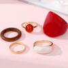 New Fashion Creativity Resin Wine Red Large Size Turn The Finger Rings Five-Piece Set for Wonen Inlay Zircon Rings Set Zircon