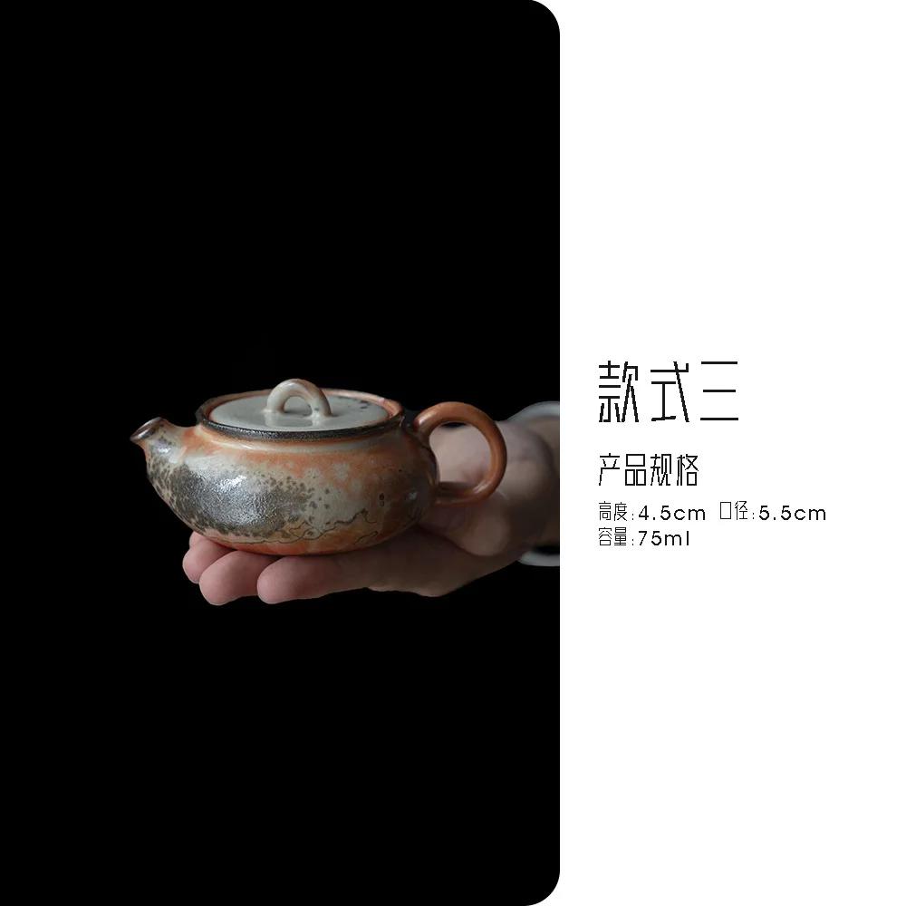 Japanese Ink Wood-fired Porcelain Teapot Retro Stoneware Scholar's Pot Chinese Tea Brewing Kettle Tea Ceremony Accessories Craft