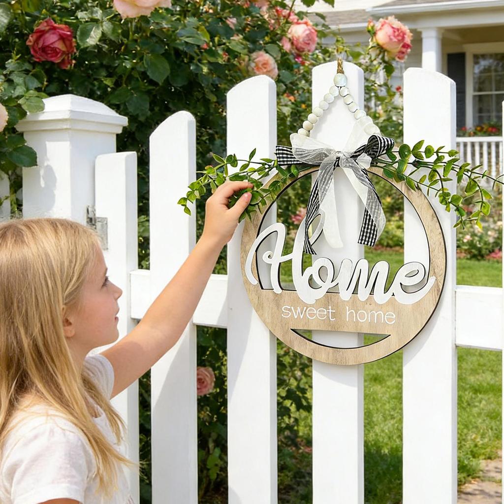 Front Door Welcome Sign Round Rustic Wooden Decorations Bohemian Welcome Door Hanger For Holiday Window Birthday Party