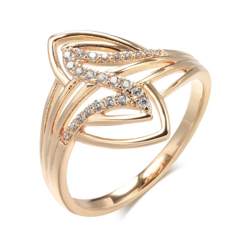 

New Fine Curve Women Rings Rose Gold With Micro Wax Inlay Natural Zircon Ethnic Bride Ring Unique Fashion Jewelry 11
