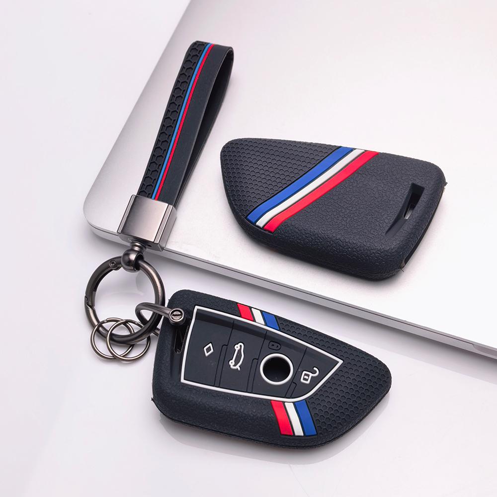 Key Fob Cover for BMW i5 X1 X2 X3 X4 X5 X6 X7 M2 with Keychain Anti-Scratch Guard Shockproof Protection Soft Grip Texture Responsive Button Touch