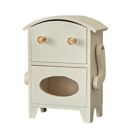 Mini úložná skříňka ve tvaru robota Dřevěná šperkovnice Zásuvka a držák na kapesníky Stolní organizér na šperky Kosmetiku Toaletní stolek Kolej Ložnice