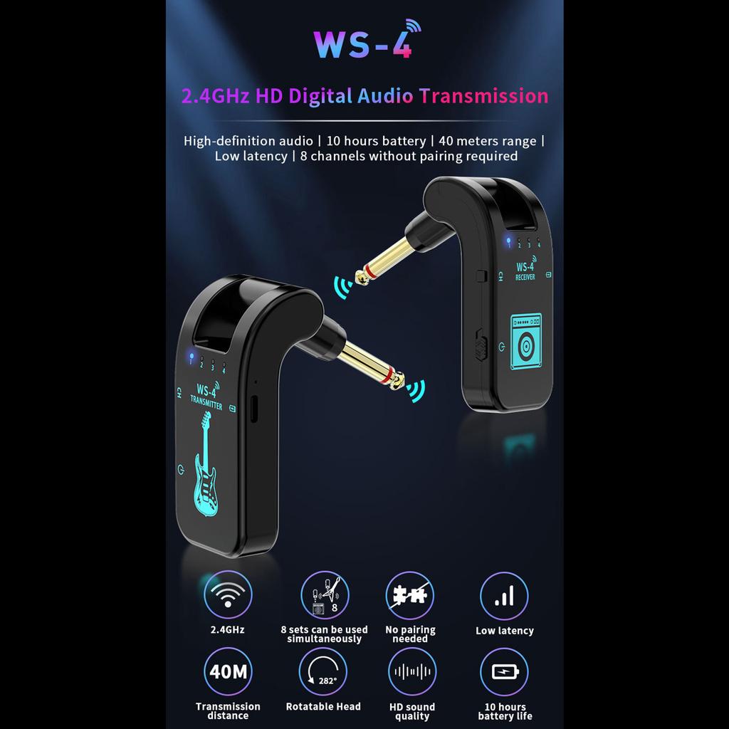 Wireless Guitar Transmitters Receiver 2.4GHz Wireless Guitar System Sound Wireless Transmitters Receiver for Guitar