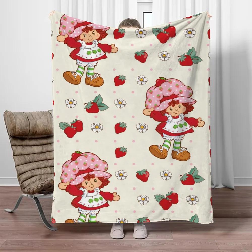Strawberry Shortcake Microfiber Blanket King Size Designer Throw Blanket for Sofa Luxury Home Interior Blankets for Adults Knee 100x150cm
