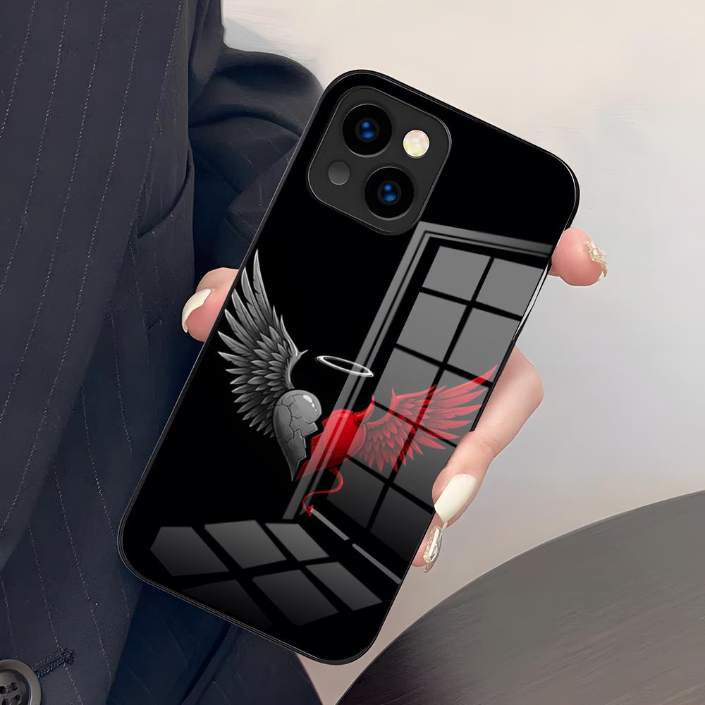Black Angel Death Demon Phone Case For IPhone 17 Pro Max 15 Pro 16 14 Plus 12 13 Mini 11 Pro Shockproof Glass Cover