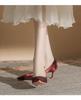 Women's High Heel Bow Shoes - Wine Red/Black (Autumn/Winter Collection)