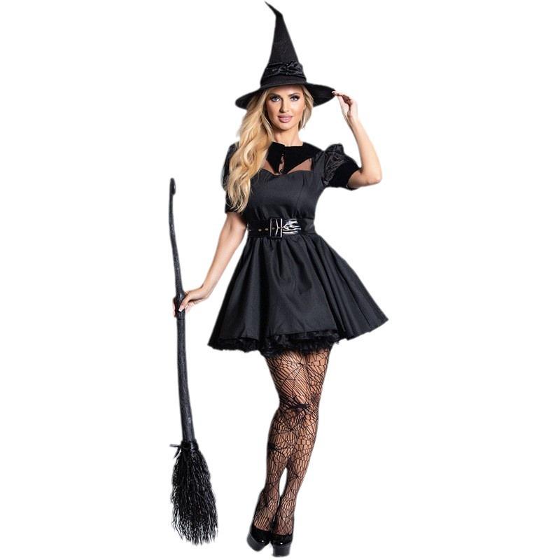 

Хэллоуин Сексуальное Темное Элегантное Платье с Лацканами Женское Черное Платье с Вуалью Костюм Вампира Ведьмы Призрака XL