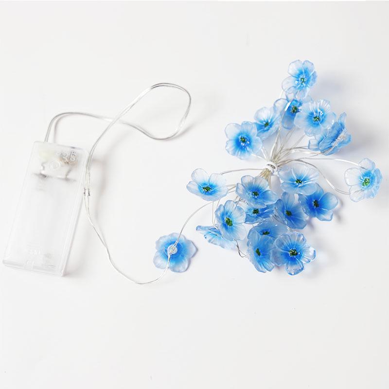 Peach & Plum Blossom LED String Lights: Outdoor Flower Copper Wire Decor with Colored Battery-Powered Lights