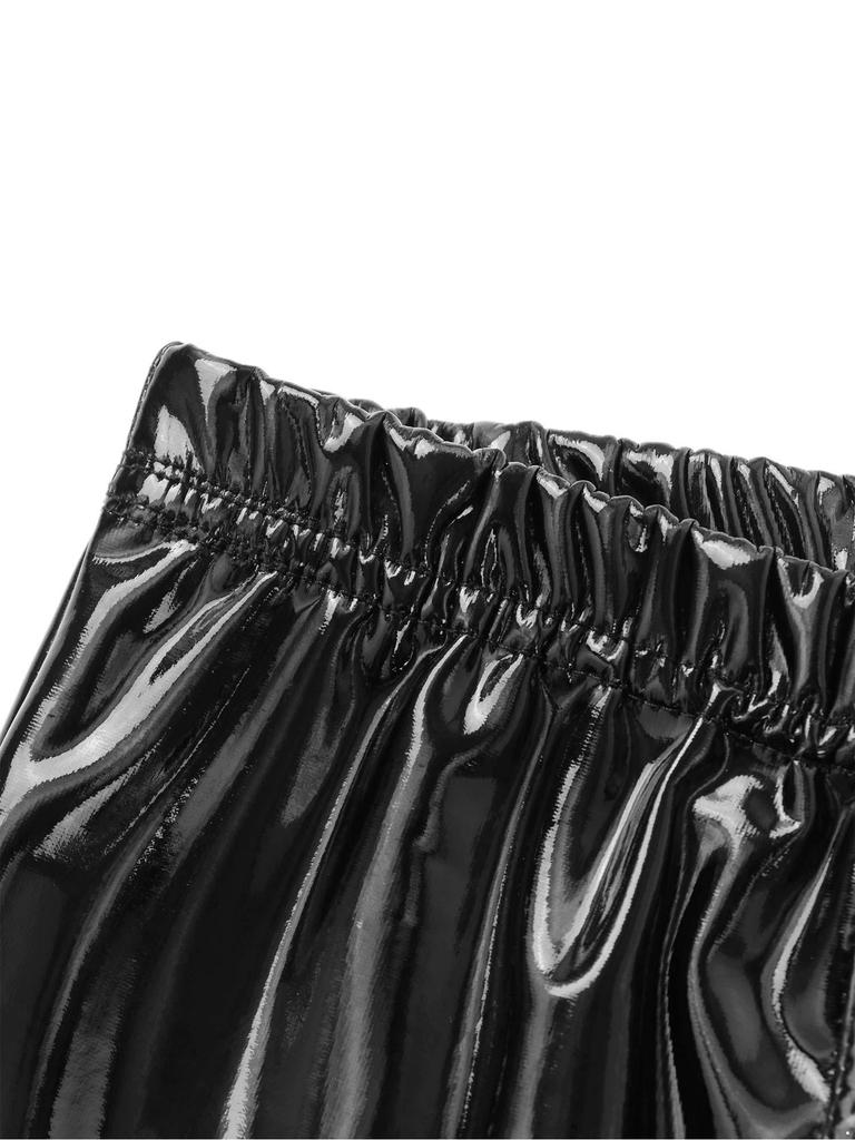 Mens Patent Leather Boxer Briefs Wet Look Shorts Elastic Waistband Bulge Pouch Design Clubwear