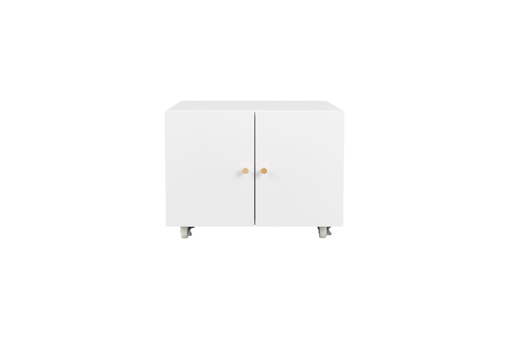 White Mobile Metal Printer Cabinet with Door & Adjustable Shelf, Rolling Storage File Cabinet for Home Office & Small Spaces