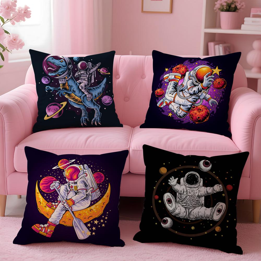 Astronaut Spacewalk Exploration Cushion Cover Plush Fabric Soft Double-Sided Printed Sofa Warm Winter Home Gift Pillow Cover