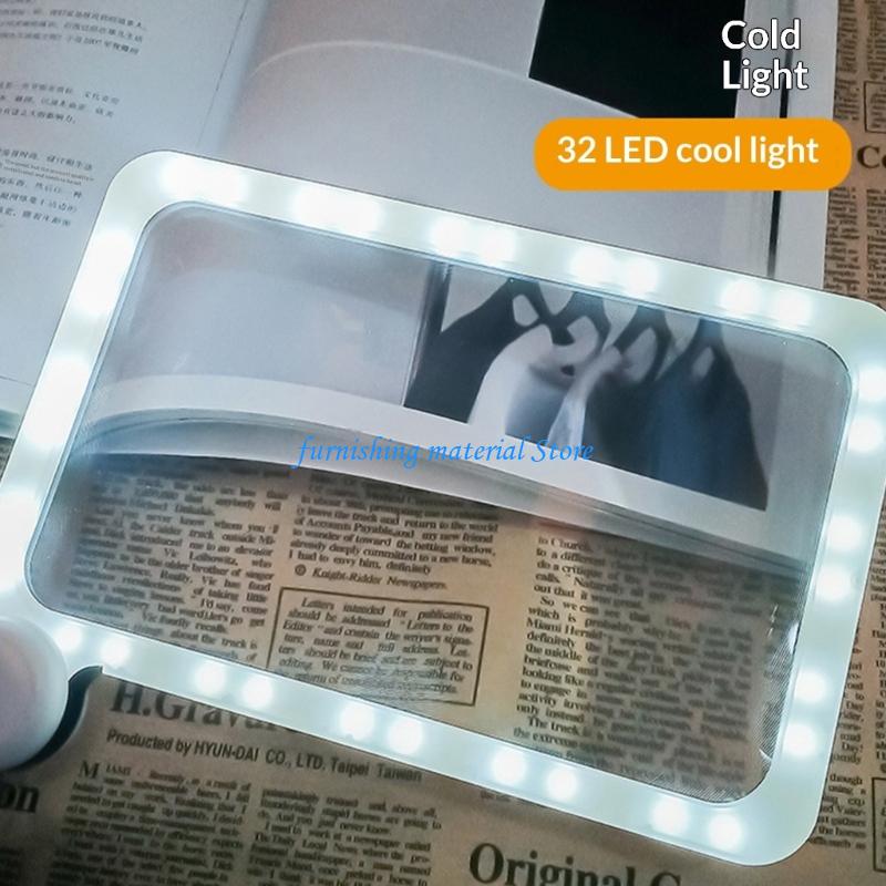 Y5GD 5 Time Glass with 48 LED Light Foldable Handle Anti Glares Lens for Reading Assistance Low Visibilities Seniors