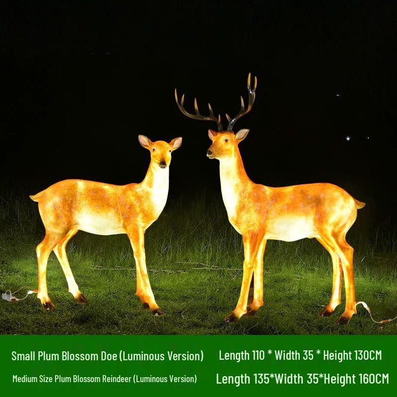 Outdoor Luminous Sika Deer Sculptures