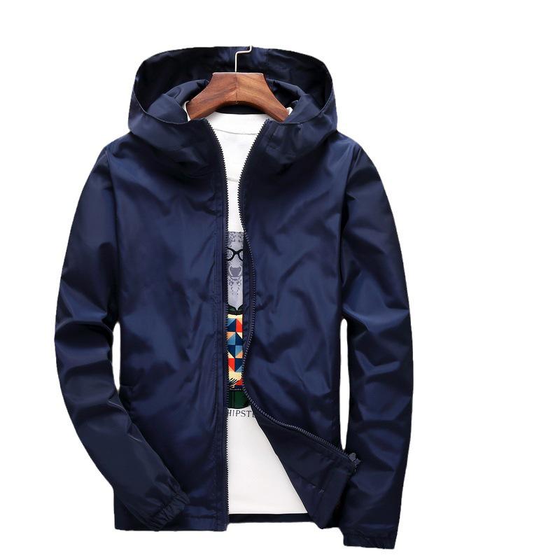Męska kurtka wiatrówka z kapturem: Kurtka w stylu koreańskim, cienka, w dużym rozmiarze, na wiosnę/jesień, z nadrukowanym logo, idealna dla nastolatków i studentów
