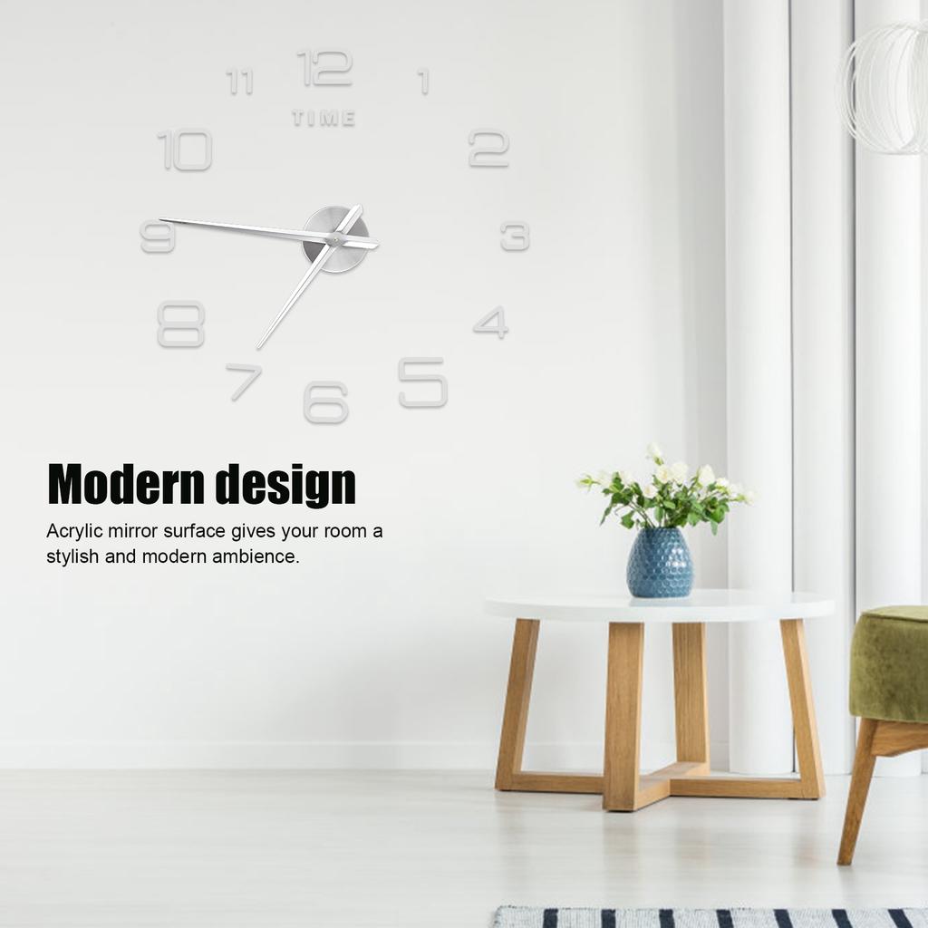 Wall Clock Acrylic Frameless Mirror   Wall Sticker Clock Decor for Living Room Bedroom