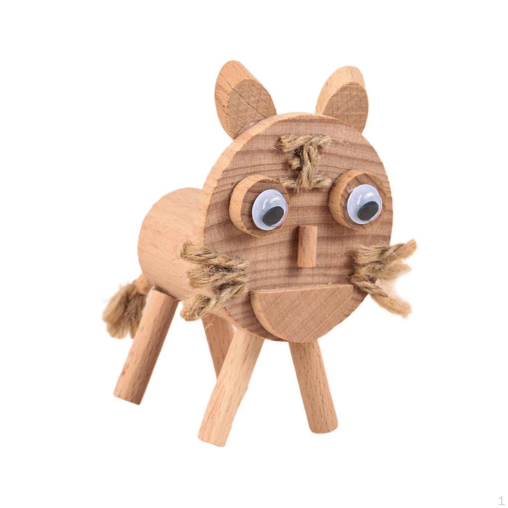 DIY Wooden Animal Decoration Educational Toys Fine Motor Skills Wood Crafts for Kids Small Animals