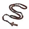 8mm Wooden Beads Rosary, Handcrafted Wooden Beads, Orthodox Catholic Cross Necklace, Wooden Braided Rope, Spiritual Prayer Gift