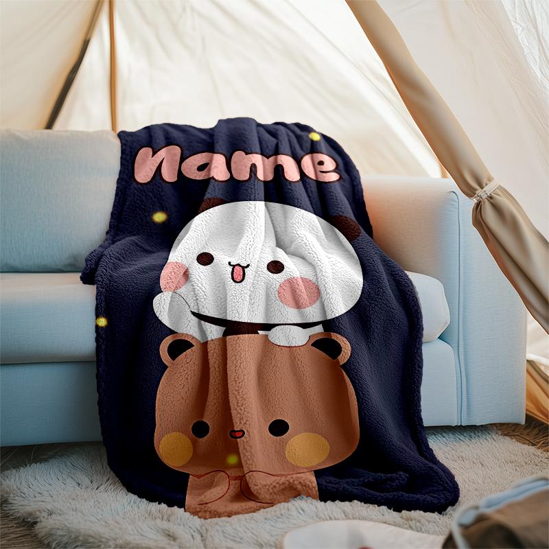 Personalized Custom Name Blanket - Bubu and Dudu Print Design,Blanket for Sofa,Bed,Travel,Camping - Soft and Warm, Great Gift