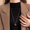 Gold Circle Drop Long Pendant Necklace for Women Elegant Light Luxury Delicate Sweater Chain Accessory