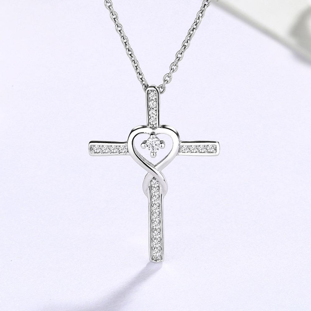 S925 Sterling Silver Cross Pendant Necklace for Women Elegant Minimalist Collarbone Chain