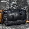 Bolsa de Viagem de Couro Masculina Grande Capacidade Bolsa de Mão Couro Bovino de Primeira Camada Bolsa Transversal de Ombro Bolsa Esportiva Multifuncional