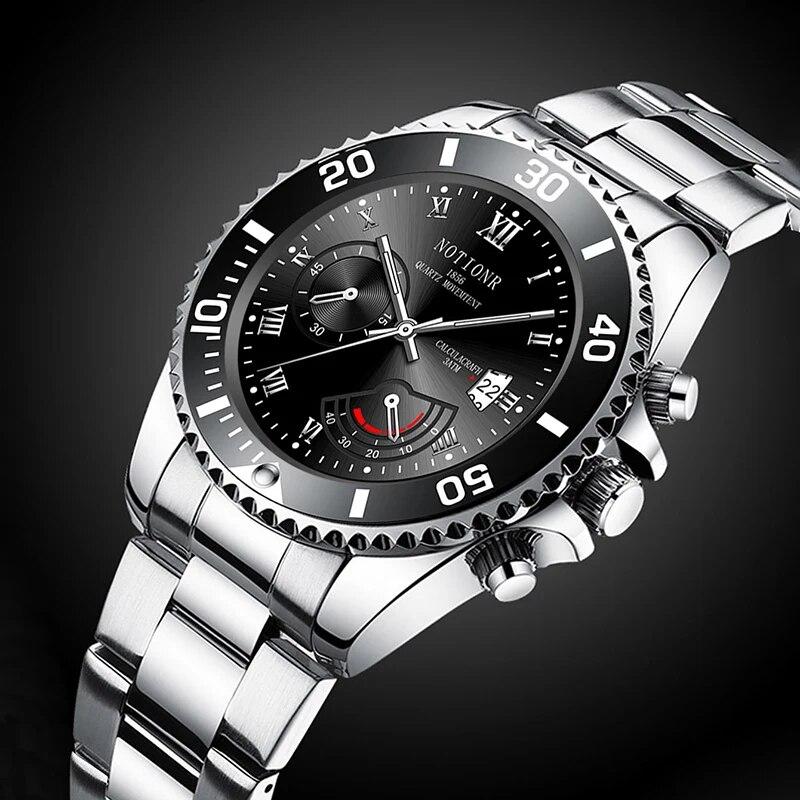 NOTIONR Fashion Watch Casual Clock Montre Homme Business Men Quartz Watch Calendar Green Water Wok Ghost Sport Men Wristwatch